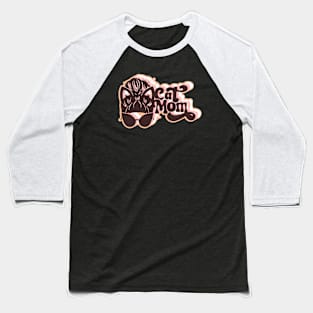 Retro Cool Cat Mom - peach version Baseball T-Shirt